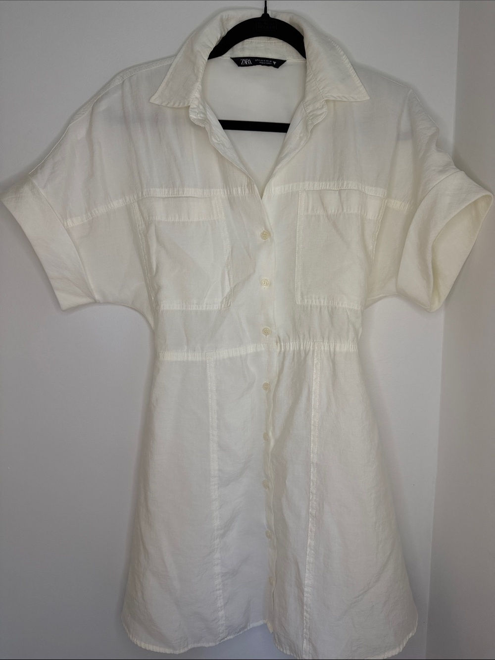 Zara White Button-Front Tunic Dress